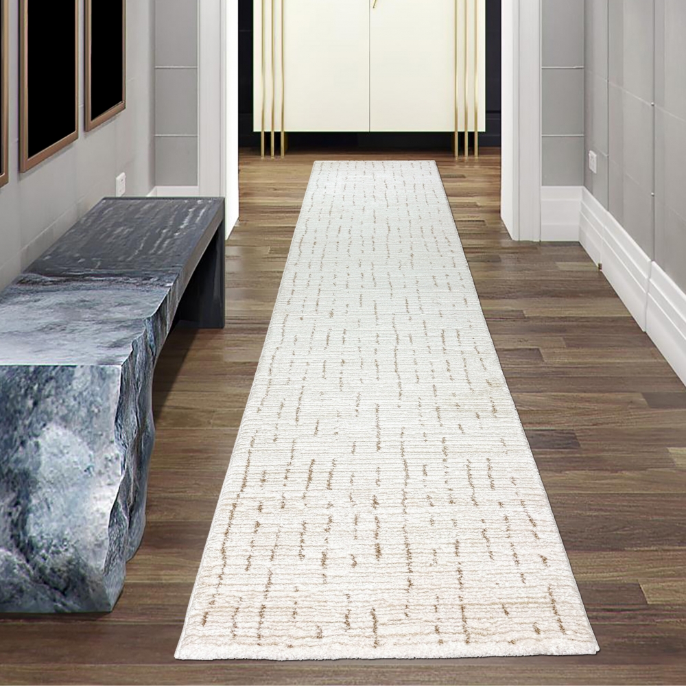 Teppich Wohnzimmer Schlafzimmer Strich Muster kuschelig creme mit beige/braunen Streifen