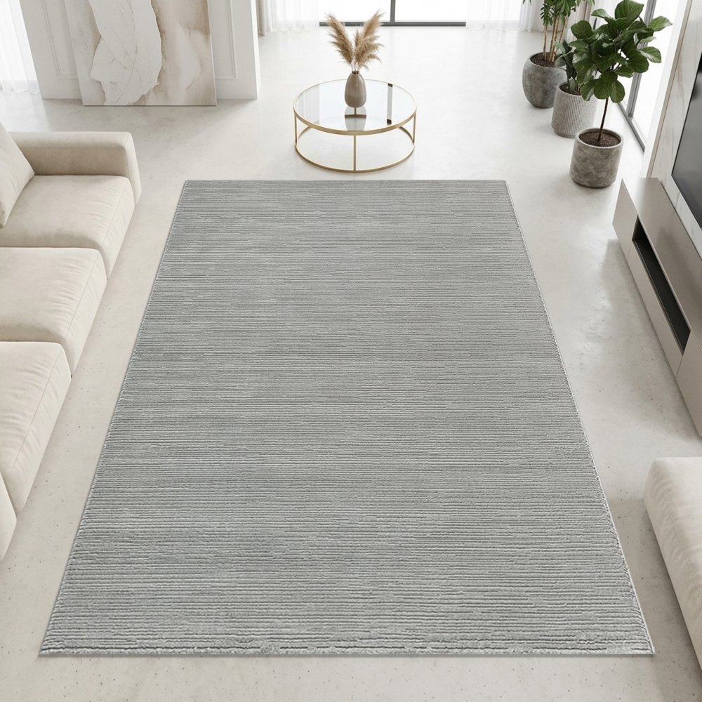 Recycling Teppich Silber Struktur Design modern Wohnzimmer