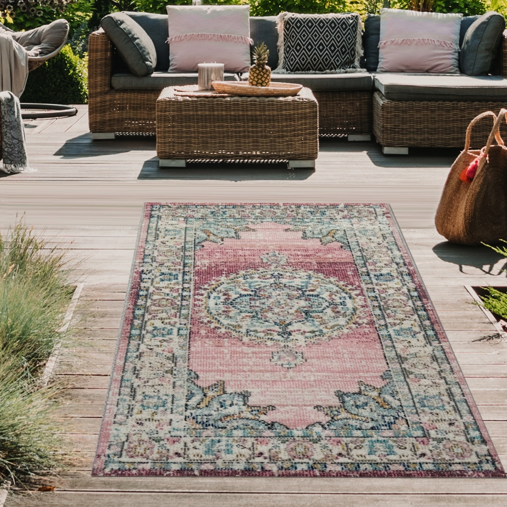 Teppich Orient Teppich Outdoor Wohnzimmerteppich Vintage in rosa