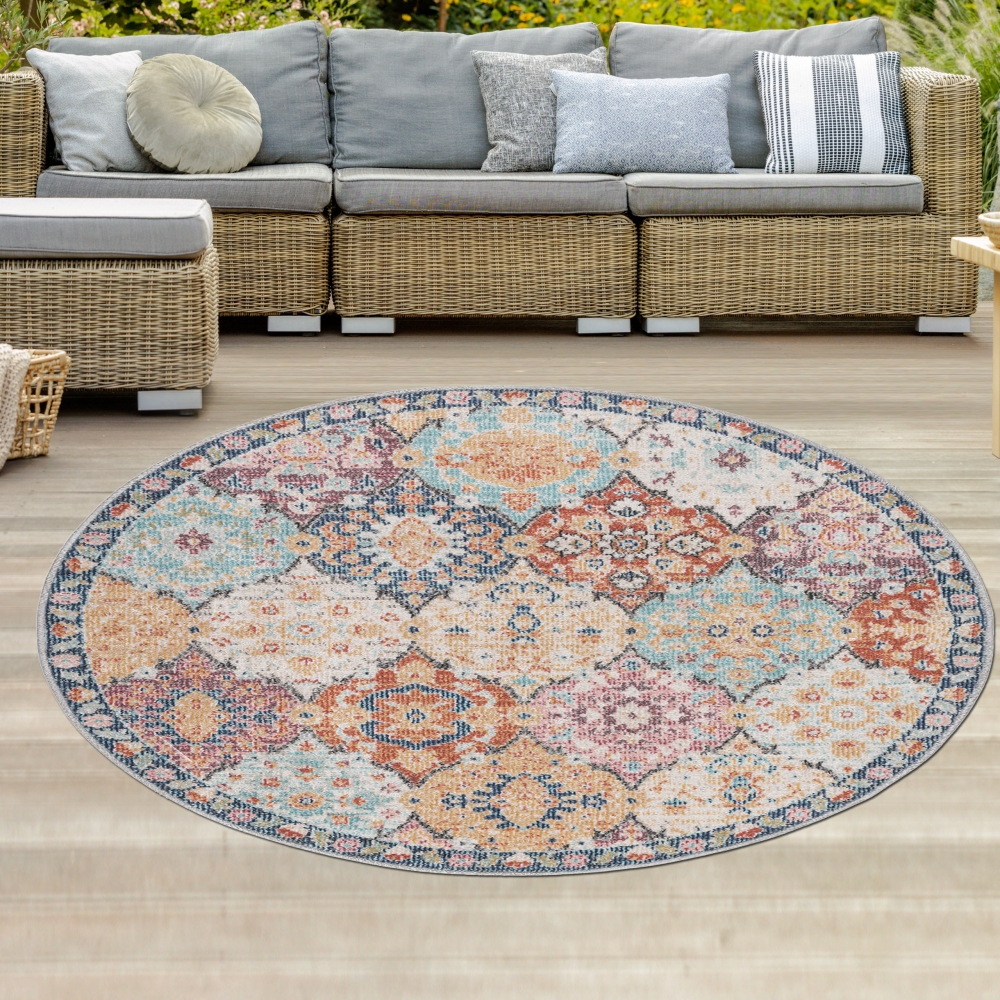 In- & Outdoor Orientteppich mit Ornamenten mehrfarbig