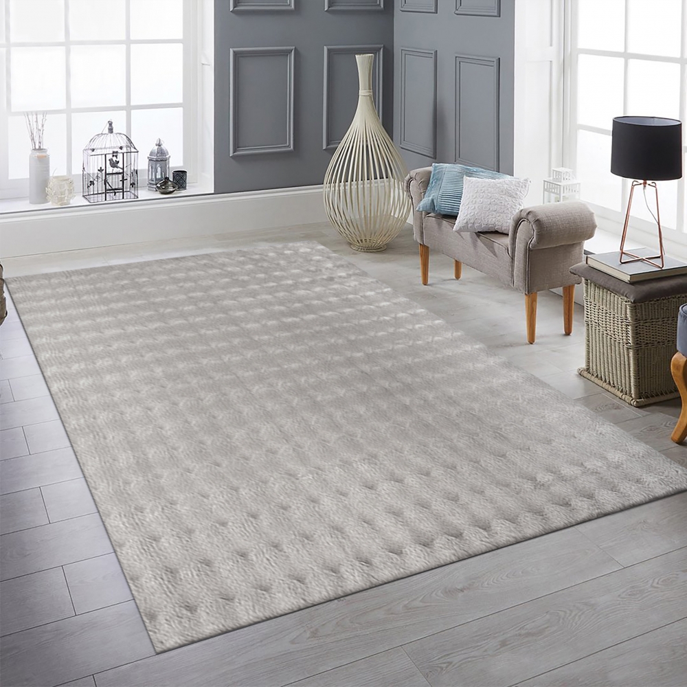 Teppich Wohnzimmerteppich flauschig antirutsch Höhen Effekt mit Bubbleform in grau