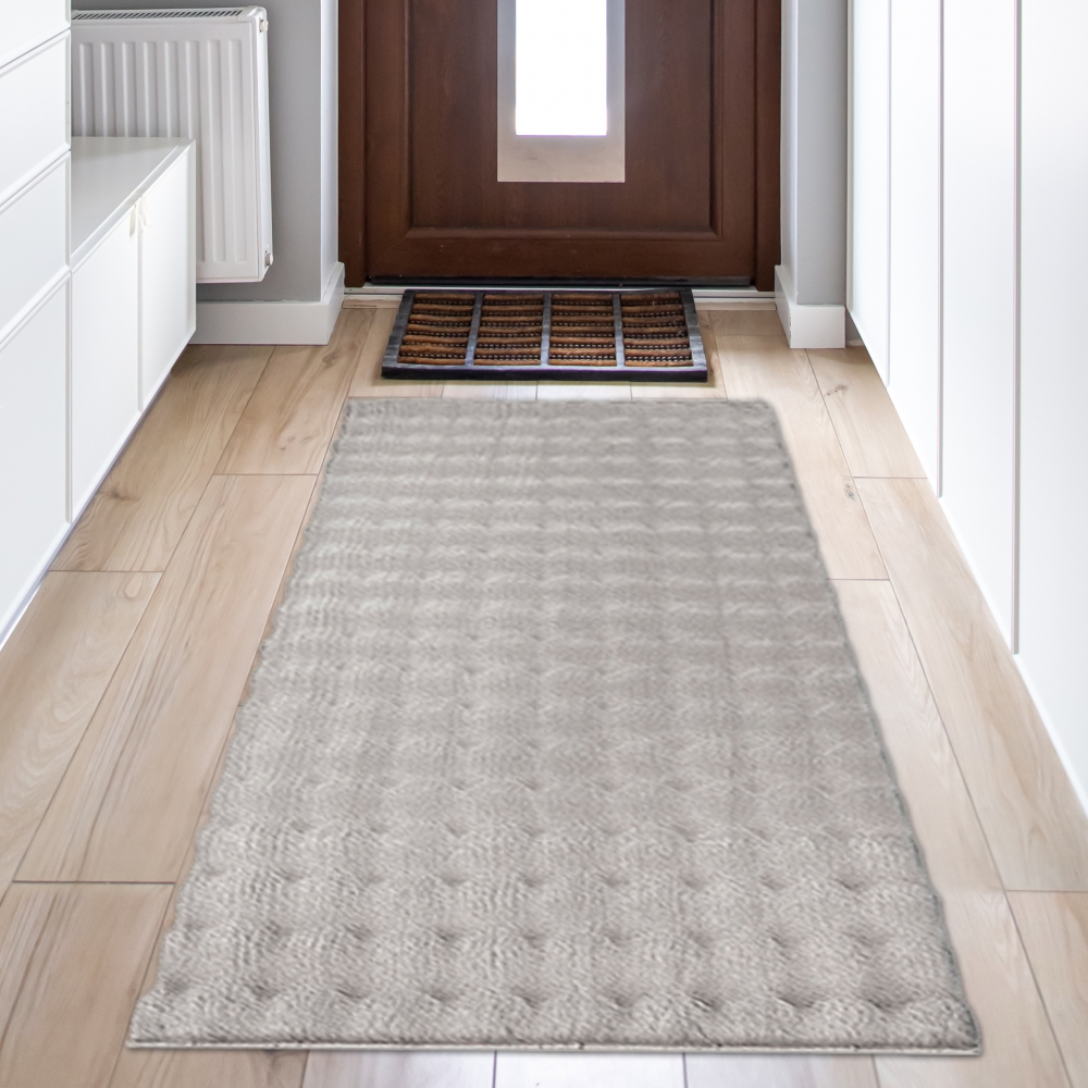 Teppich Wohnzimmerteppich flauschig antirutsch Höhen Effekt mit Bubbleform in grau