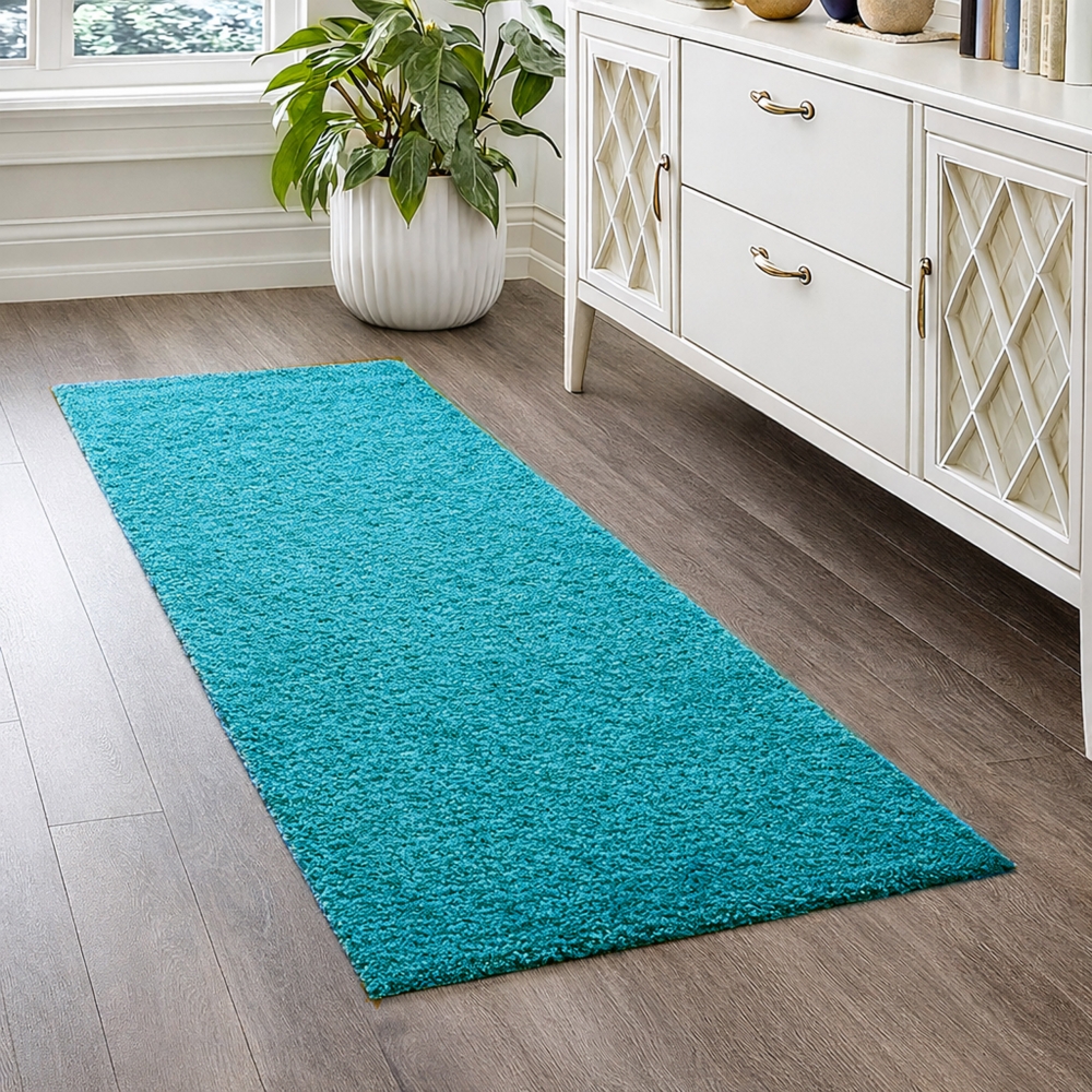 Shaggy Teppich in Türkis für Wohnzimmer und Schlafzimmer – weich, frisch und stilvoll