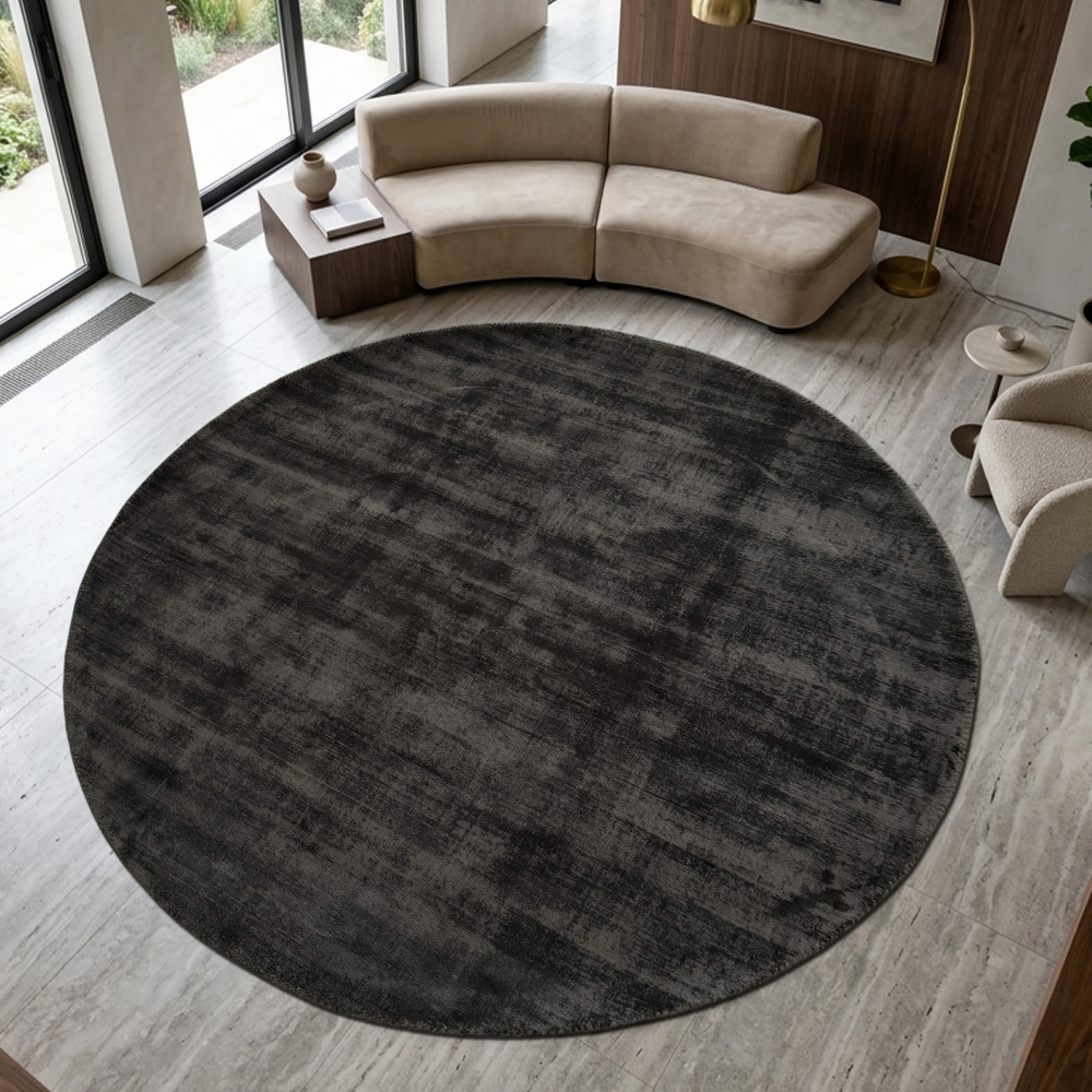 Wohnzimmerteppich Unidesign Handgefertigt in schwarz