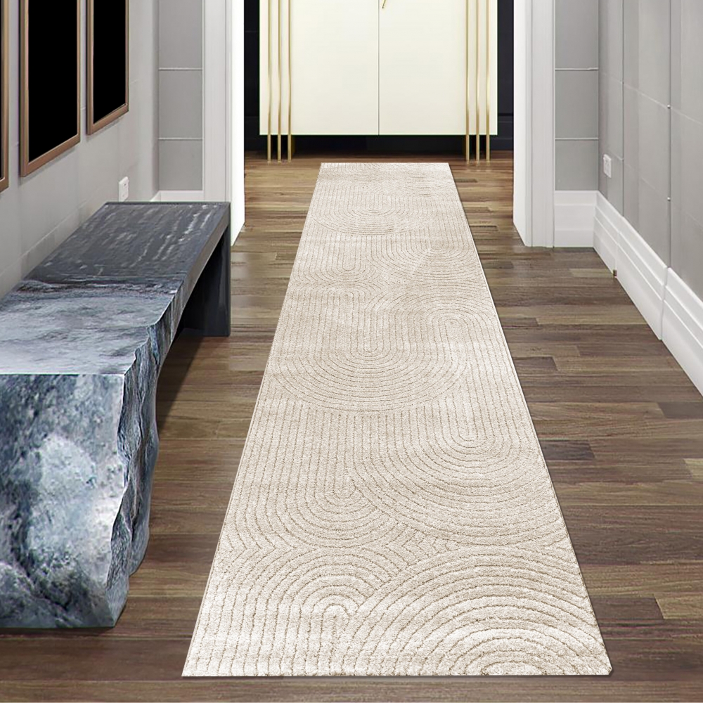 Moderner Teppich mit geometrischem Bogenmuster Stilvoll in Beige
