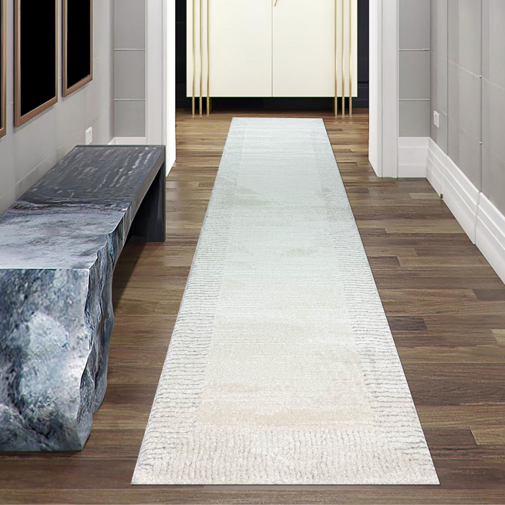 Wohnzimmer Schlafzimmer Teppich Striche weich 3d-effekt creme grau