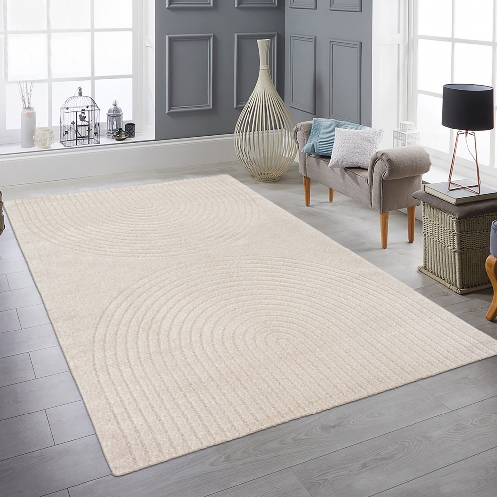 Wohnzimmer-Teppich strapazierfähig mit schlichtem Bogendesign in Beige