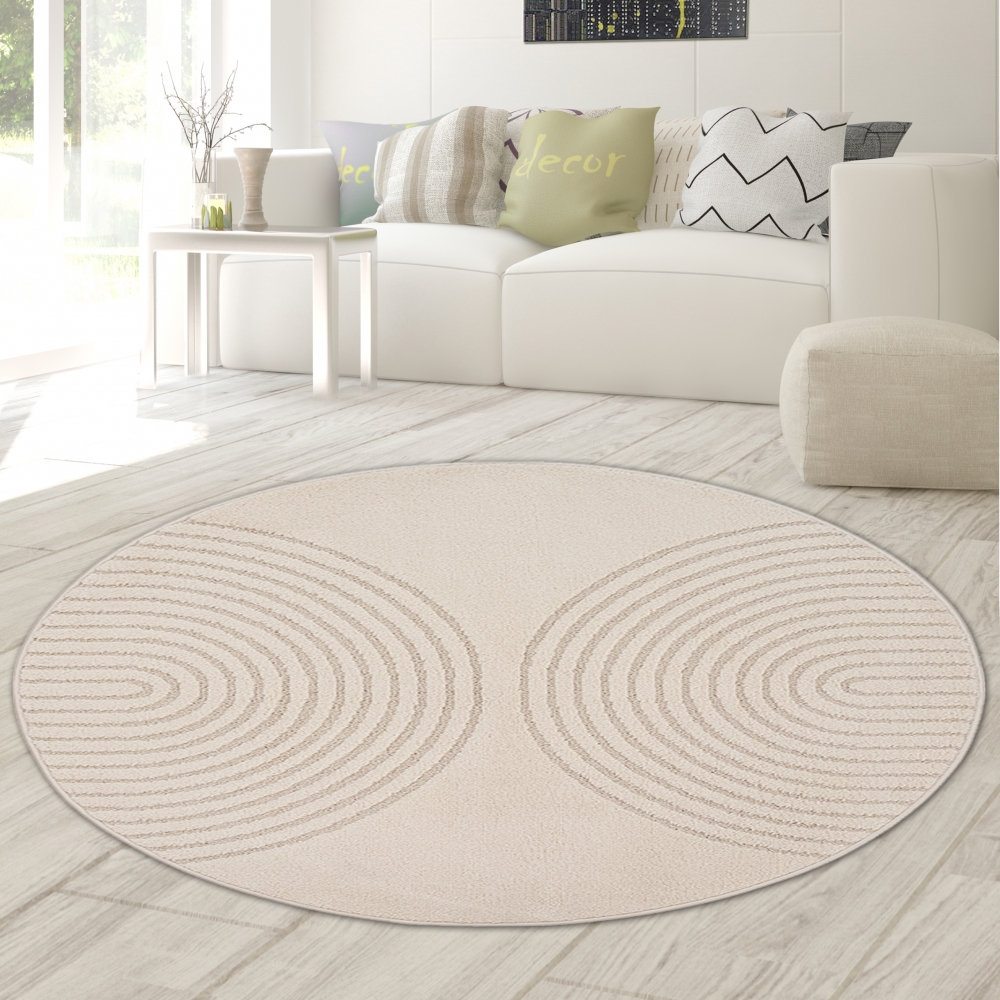 Wohnzimmer-Teppich strapazierfähig mit schlichtem Bogendesign in Beige