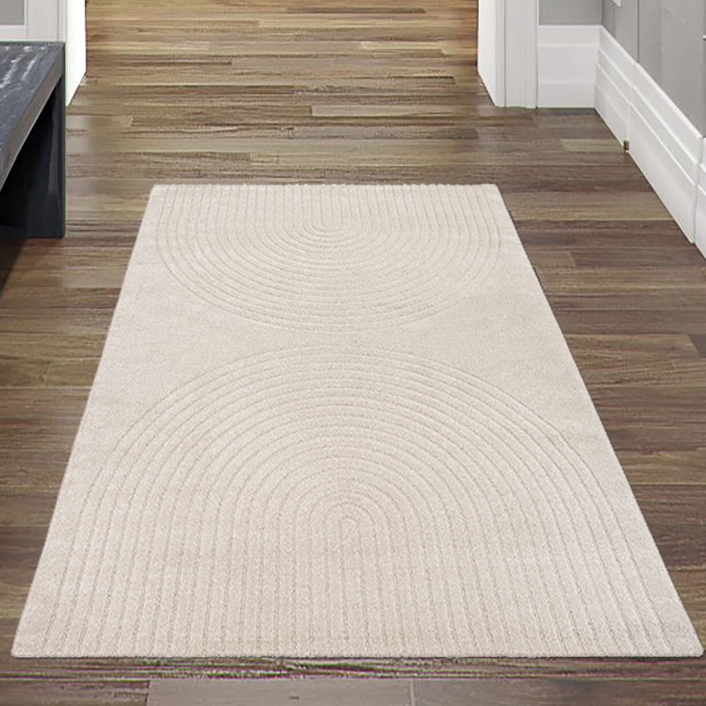 Wohnzimmer-Teppich strapazierfähig mit schlichtem Bogendesign in Beige