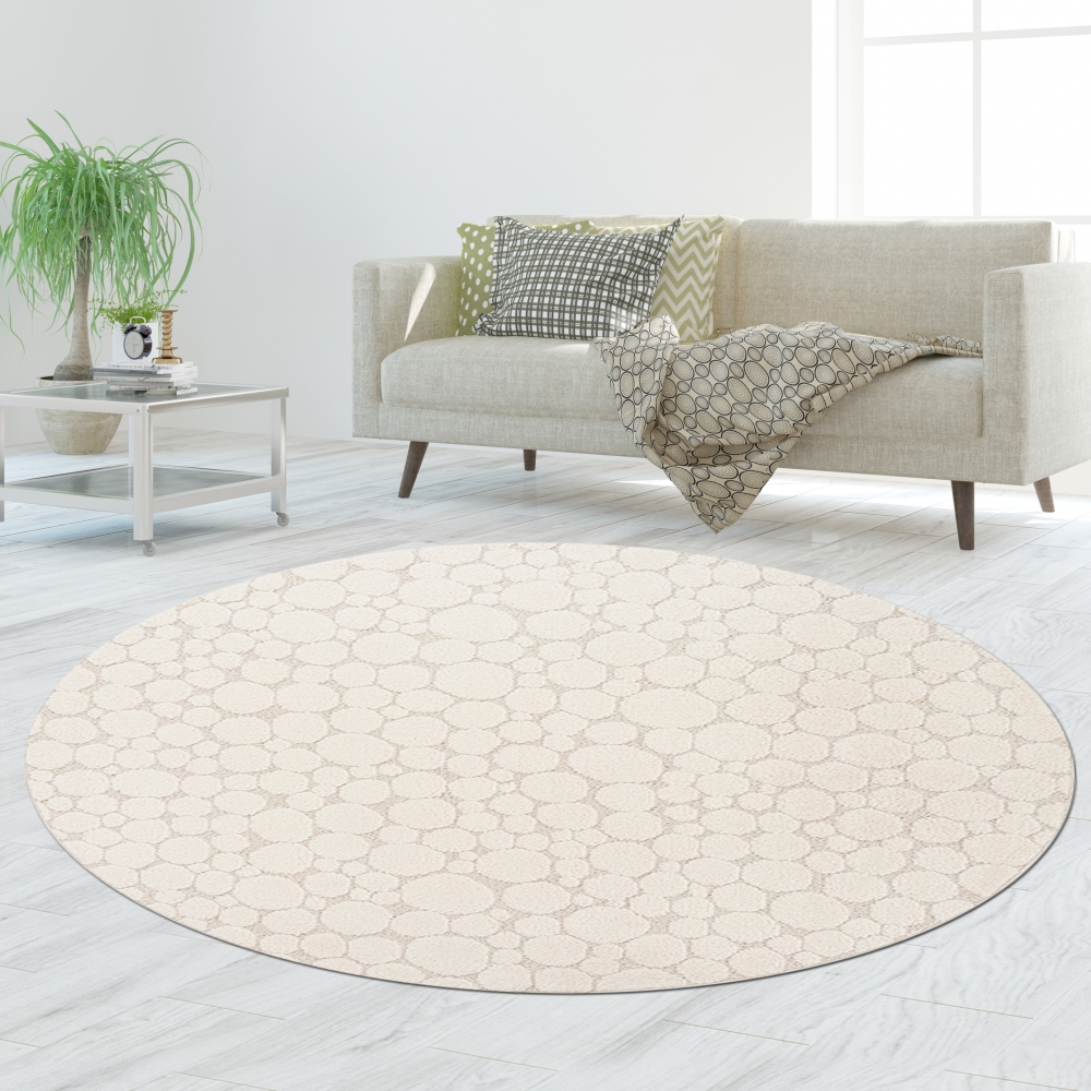 Wohnzimmerteppich strapazierfähig mit gepunktetem Design in Creme