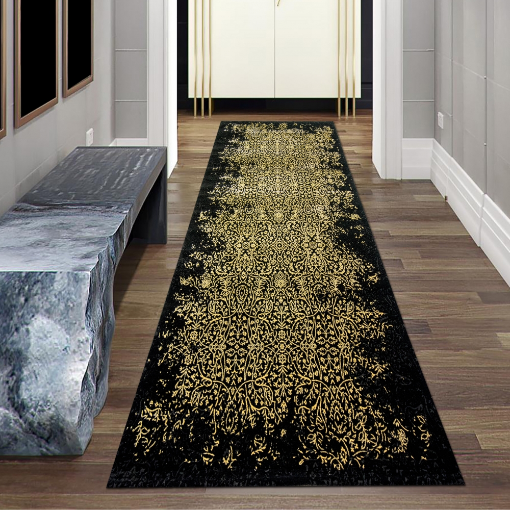 Teppich modern Designerteppich Ornamente in schwarz gold