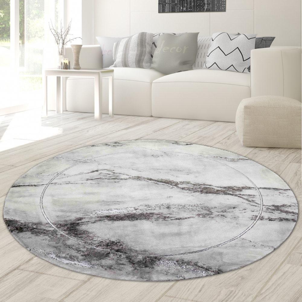 Teppich modern Wohnzimmerteppich Marmor Optik in grau