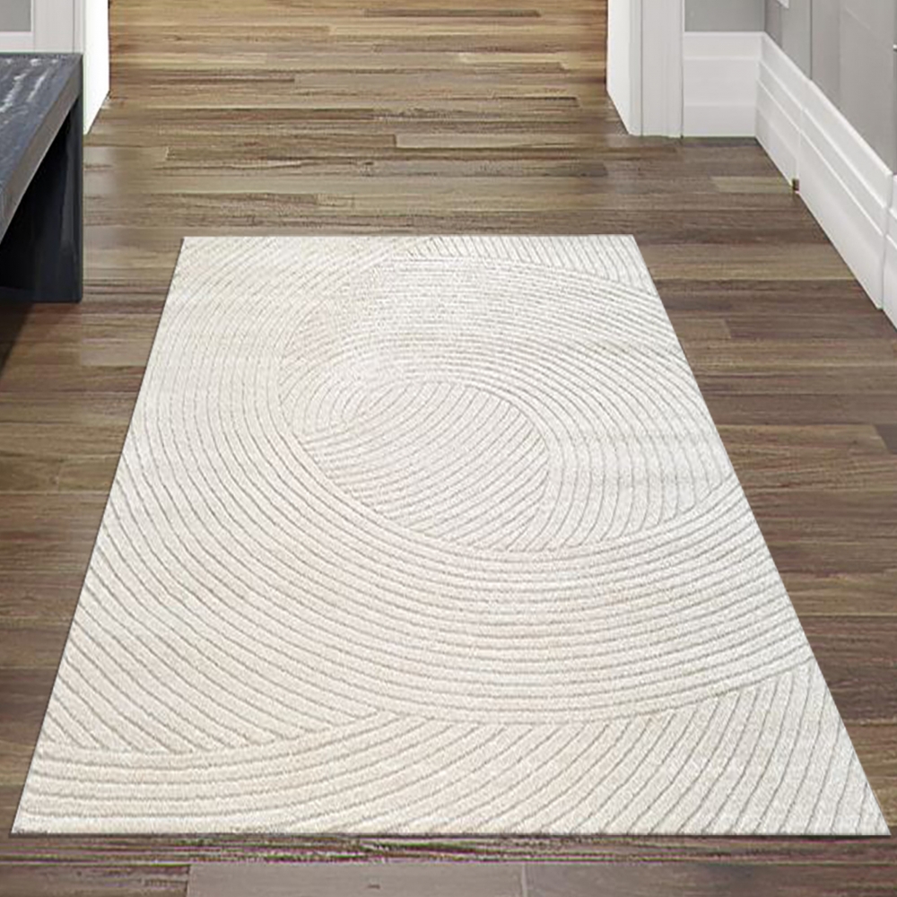Teppich mit Hoch-Tief-Effekt Modern & Pflegeleicht im Wellenmuster in creme