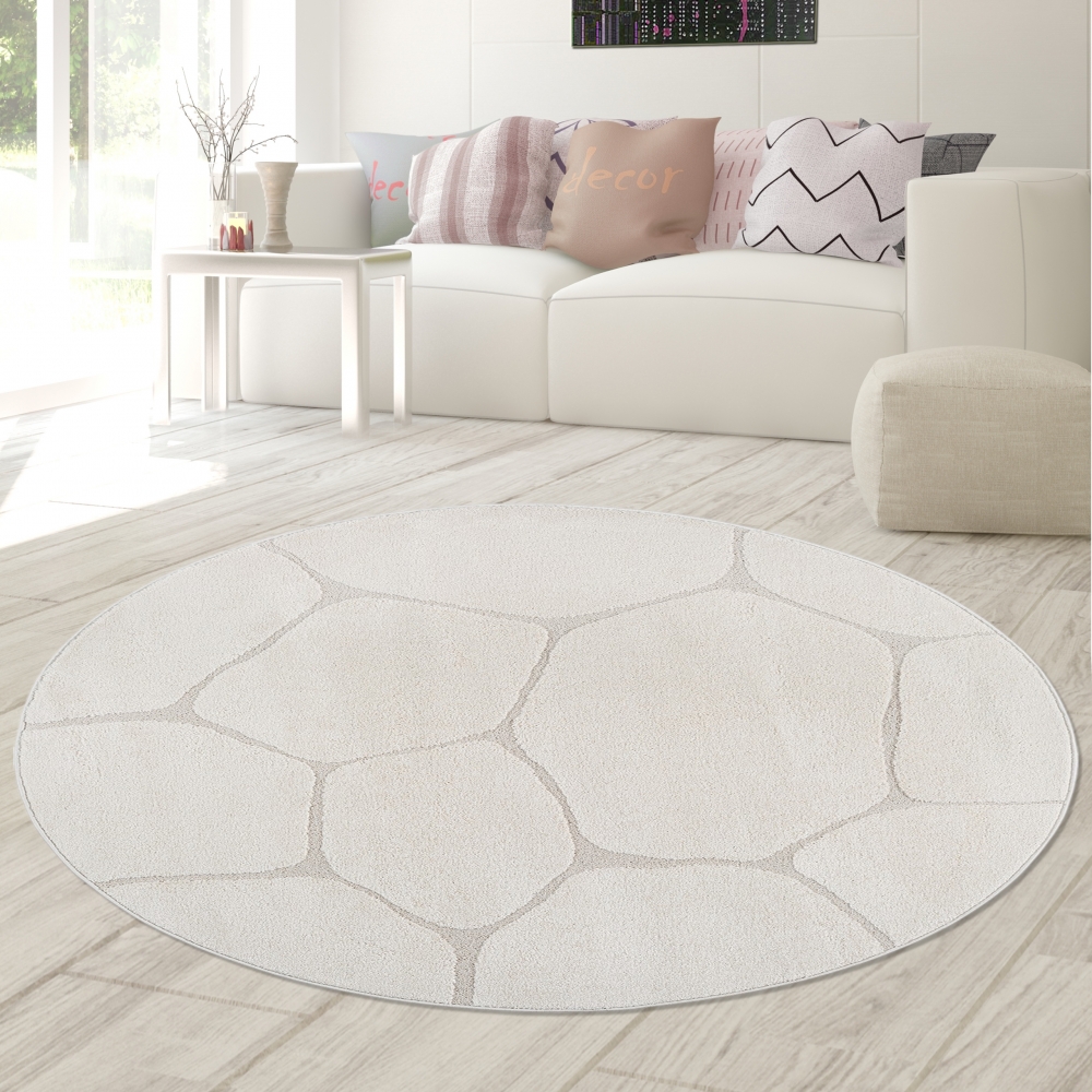Wohnzimmerteppich 3D-Effekt im abstrakten Muster in creme