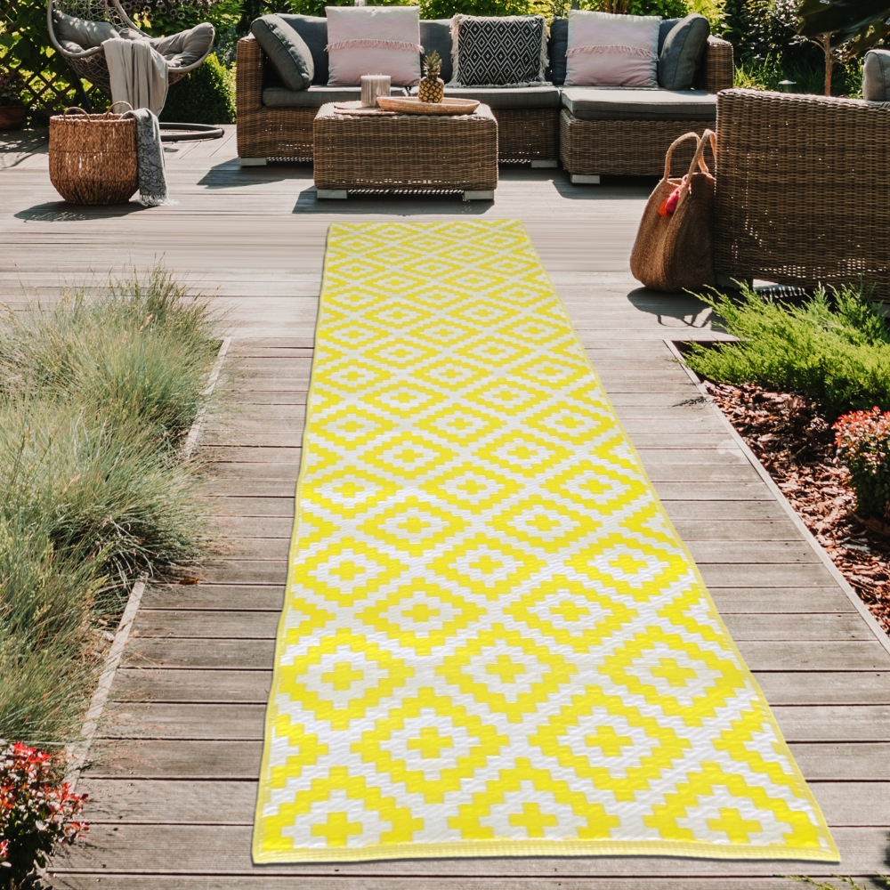 Wendbarer Teppich für Innen- und Außenbereich in gelb