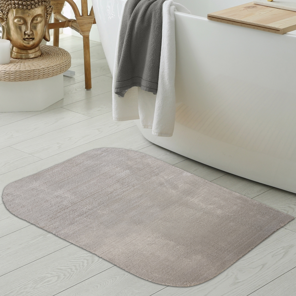 Badezimmer Vorleger Teppich – runde Ecken weich – sand