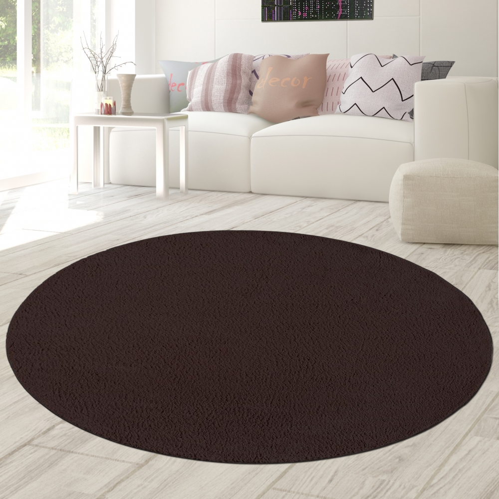Moderner Hochflor Teppich Weich Pflegeleicht Strapazierfähig Wohnzimmer Schlafzimmer in Braun