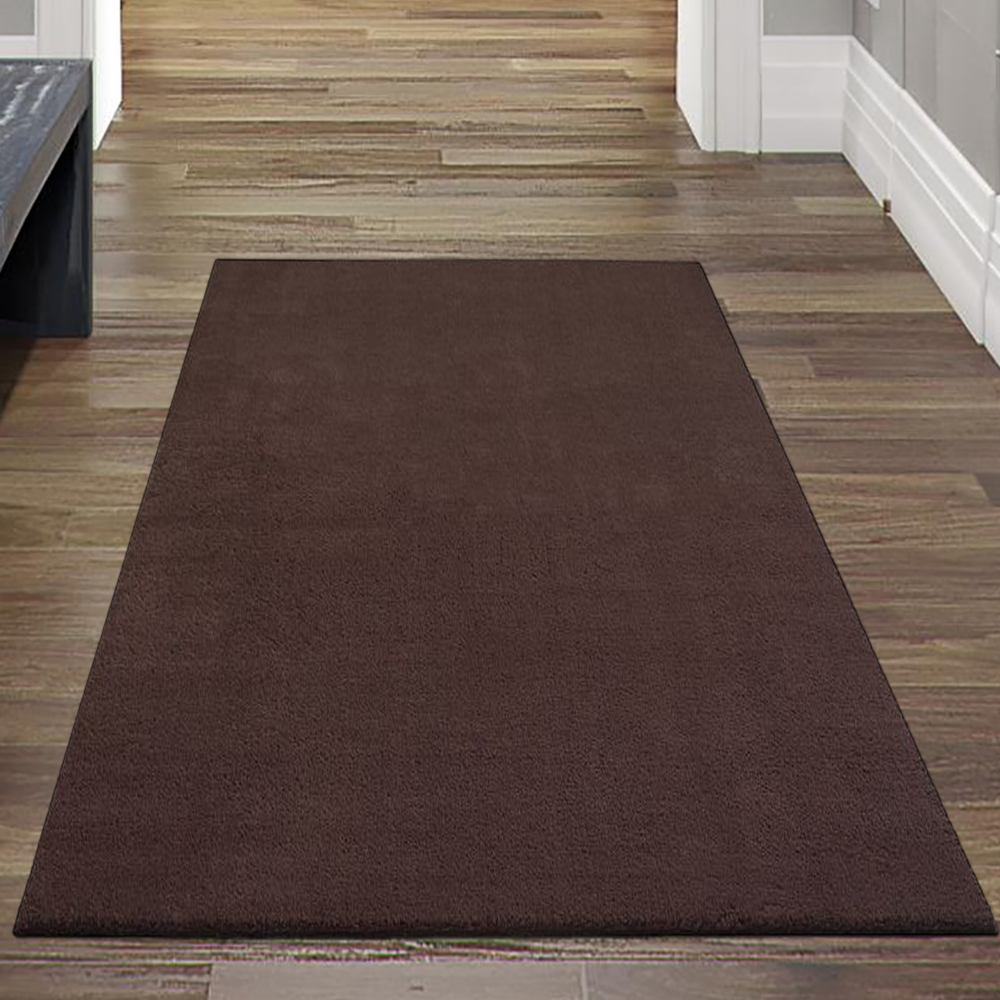 Moderner Hochflor Teppich Weich Pflegeleicht Strapazierfähig Wohnzimmer Schlafzimmer in Braun