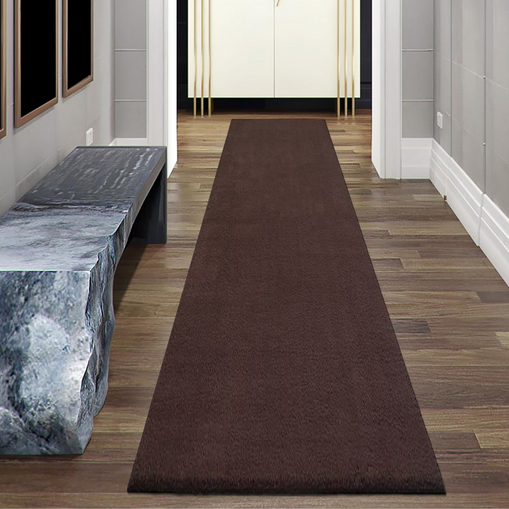 Moderner Hochflor Teppich Weich Pflegeleicht Strapazierfähig Wohnzimmer Schlafzimmer in Braun
