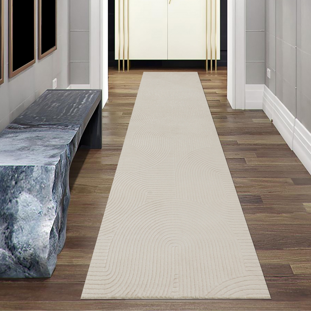 Kuschliger Teppich mit schönem Linienmuster in creme