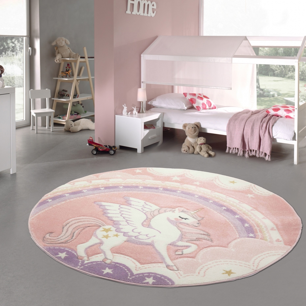 Kinderzimmer Spielteppich in creme rosa