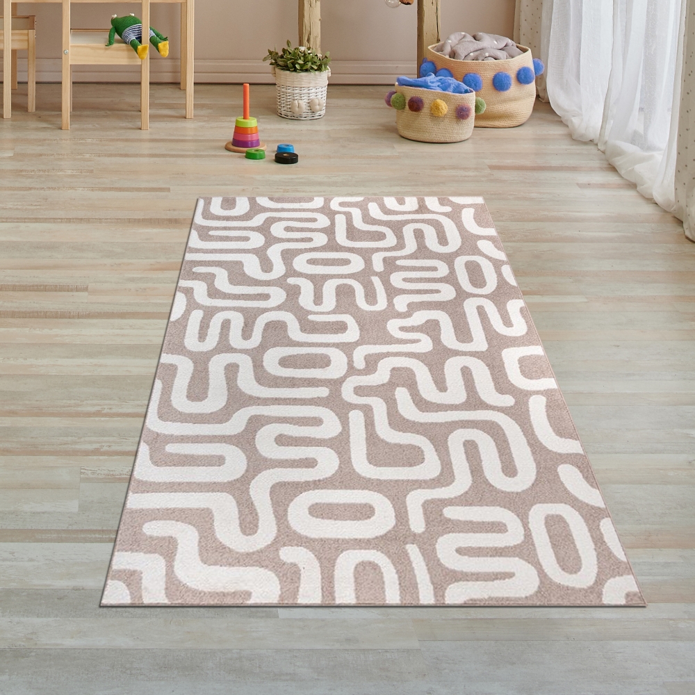 Kinderzimmerteppich mit Linienmuster – modern & pflegeleicht