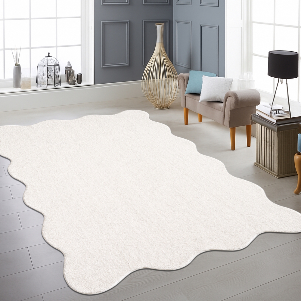 Teppich creme weich modern elegante Wellenform