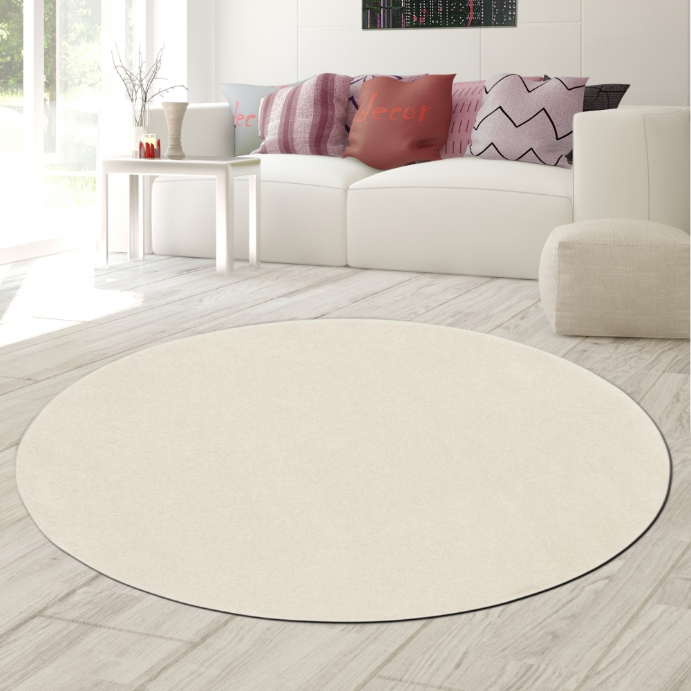 Teppich Creme Uni modern weich hell freundliches Wohnambiente