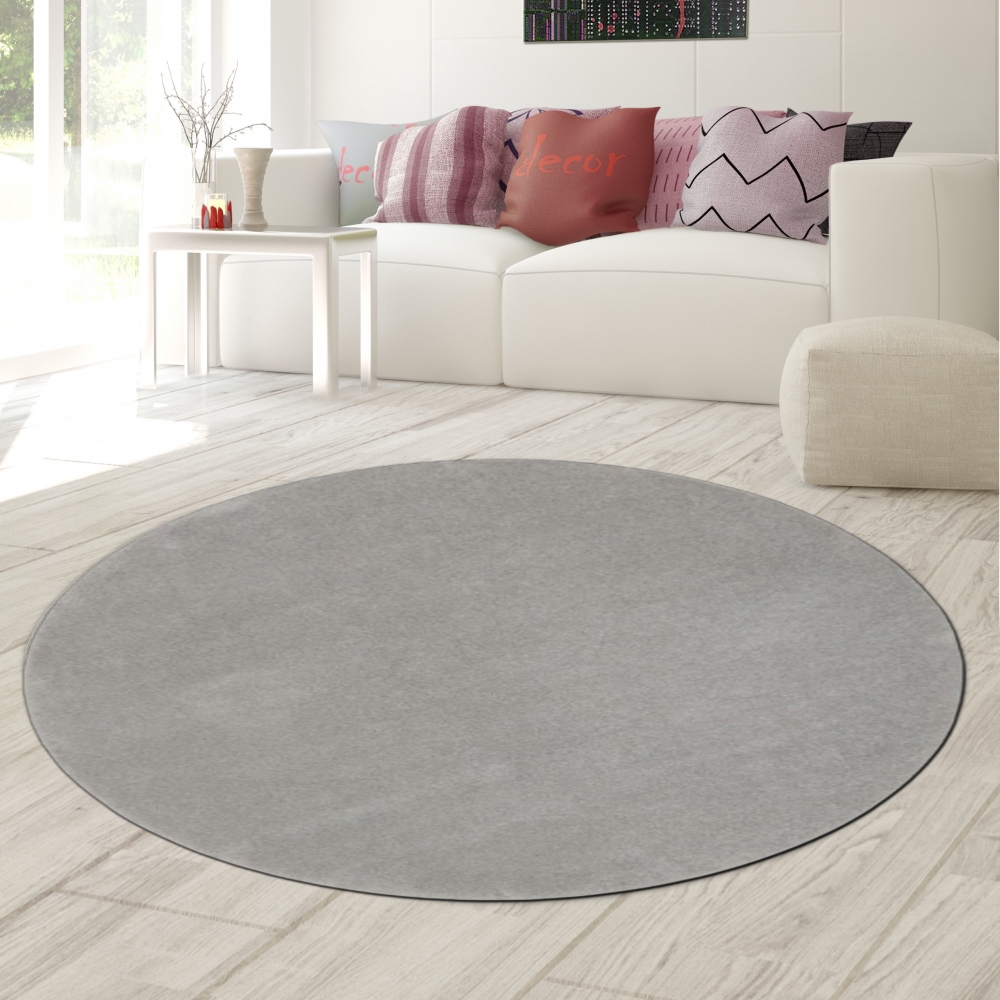 Teppich Silber Uni modern weich elegant Wohnstil
