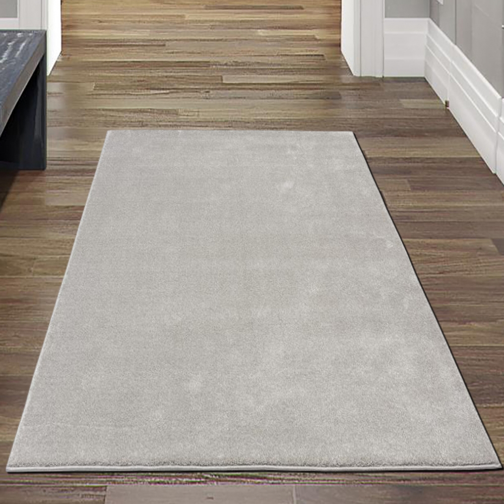 Teppich Silber Uni modern weich elegant Wohnstil