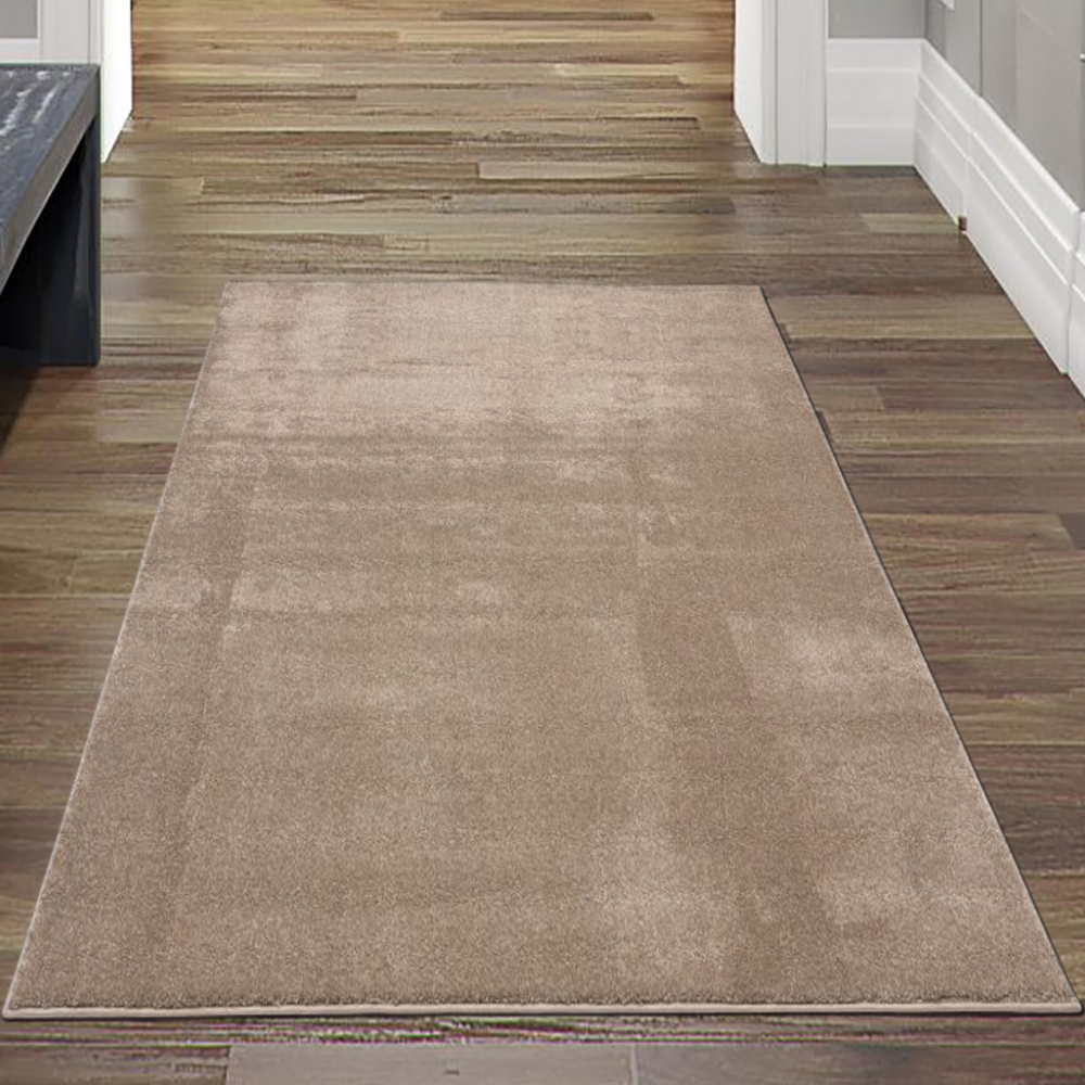 Teppich Taupe Uni warm modern weich Wohnstil