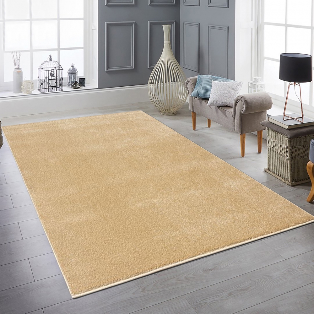 Teppich Gold Uni warm edel weich Wohnstil