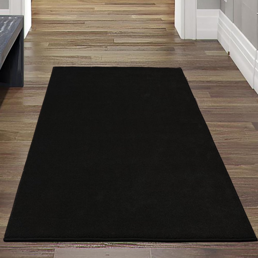 Teppich Schwarz Uni modern elegant weich Wohnstil