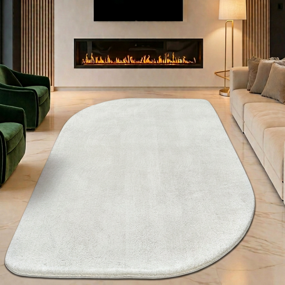 Teppich Shape in moderner Freiform flauschig weich Creme