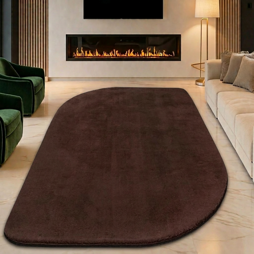 Teppich Shape in moderner Freiform flauschig weich Braun