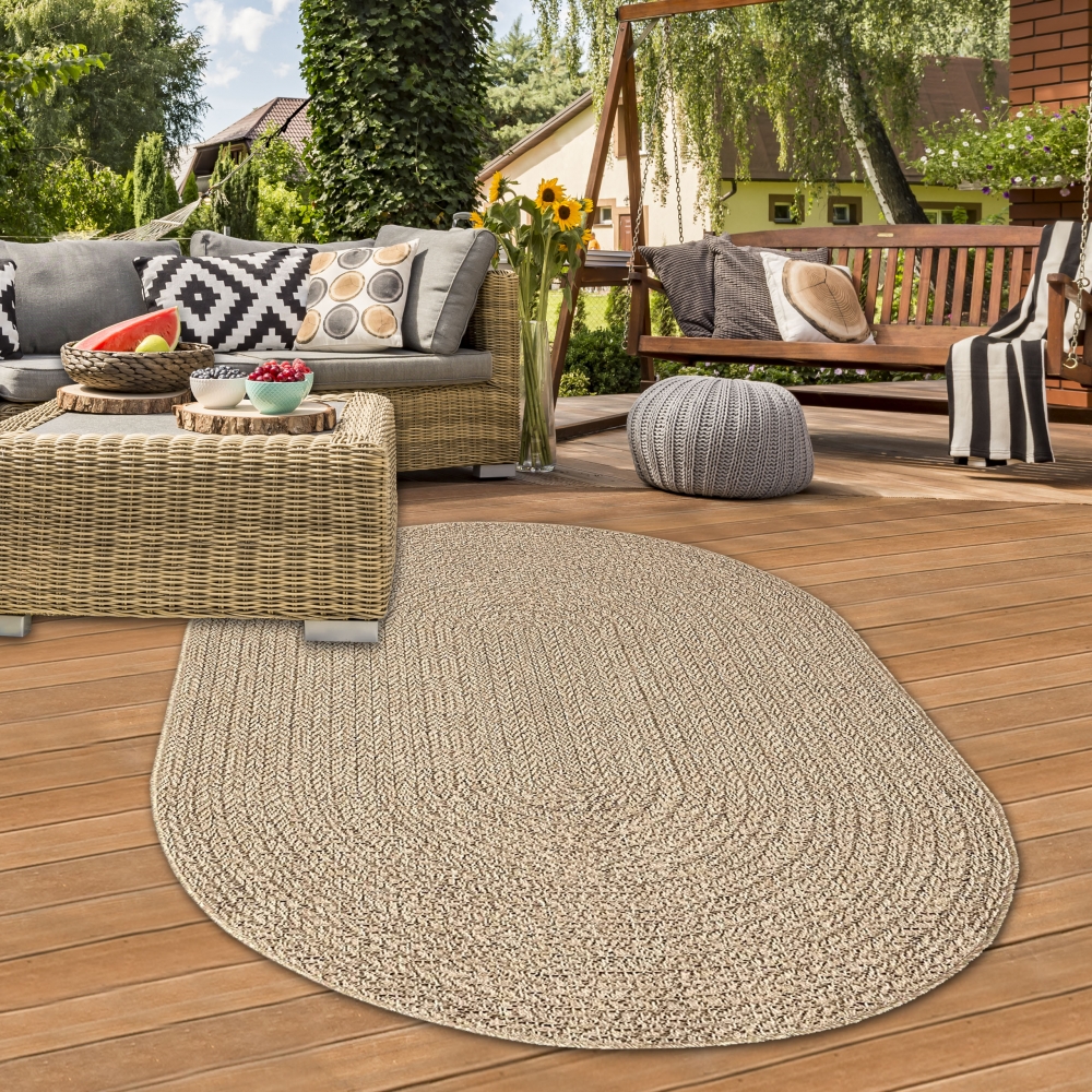 Moderner In- und Outdoorteppich im Jute-Look