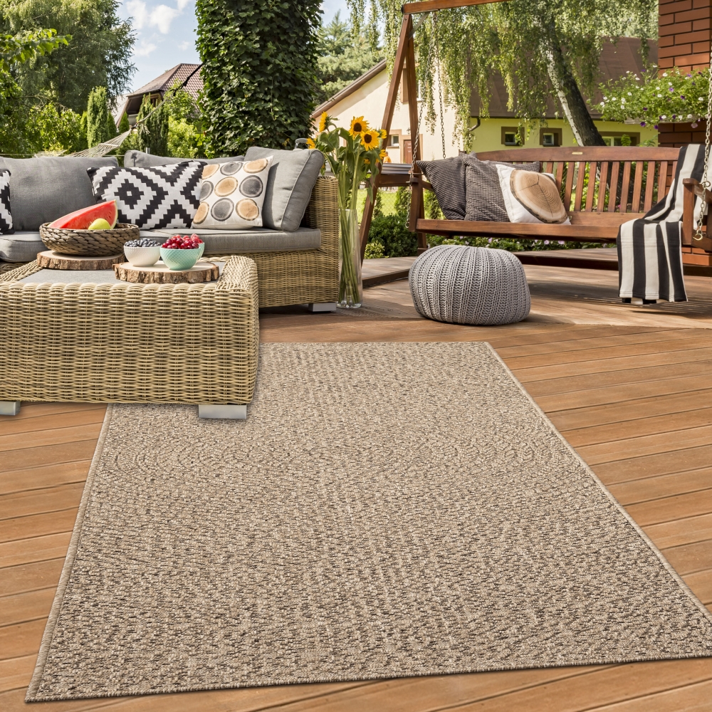 Schicker Outdoorteppich in Sisal-Optik für Balkon, Terrasse und Garten