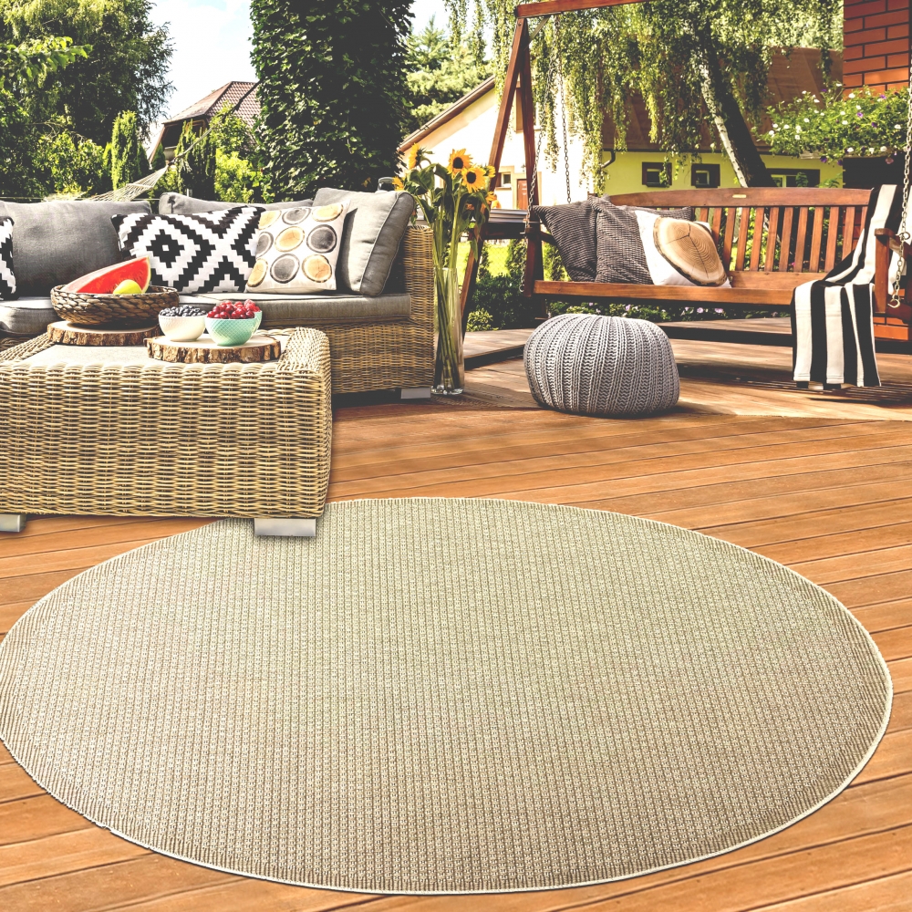 In- und Outdoorteppich Terrassenteppich leicht und langlebig uni in Beige
