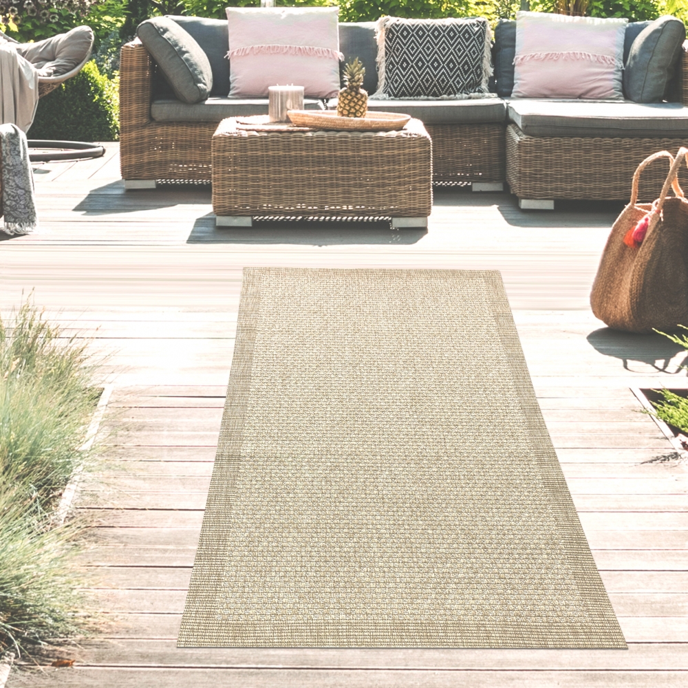 In- und Outdoorteppich Terrassenteppich leicht und langlebig uni in Beige