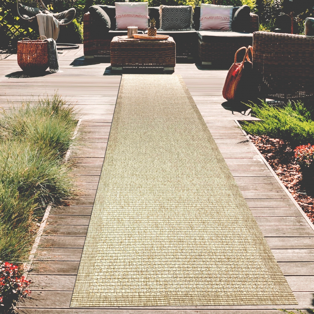 In- und Outdoorteppich Terrassenteppich leicht und langlebig uni in Beige