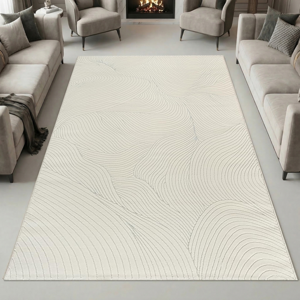 Teppich Creme Struktur Muster modern Wohnzimmer