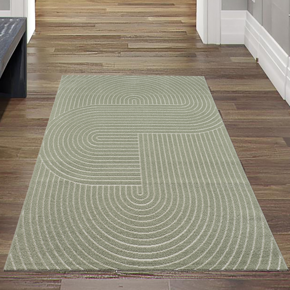 Moderner In- und Outdoor Teppich | Bogen Muster in grün