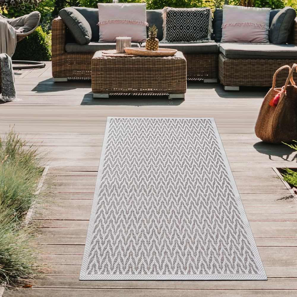 Teppich Beige Creme für In- & Outdoor strapazierfähig pflegeleicht modern