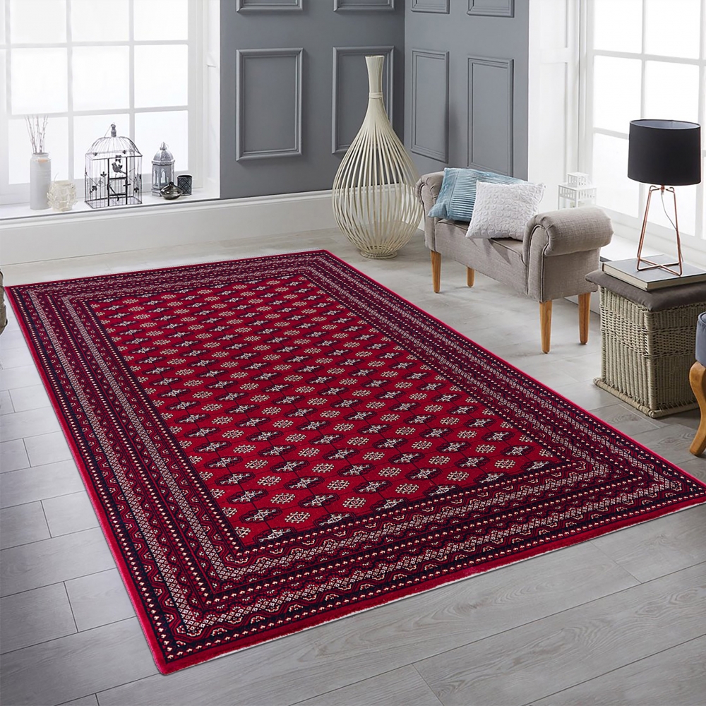 Eleganter Teppich mit orientalischen Ornamenten in rot