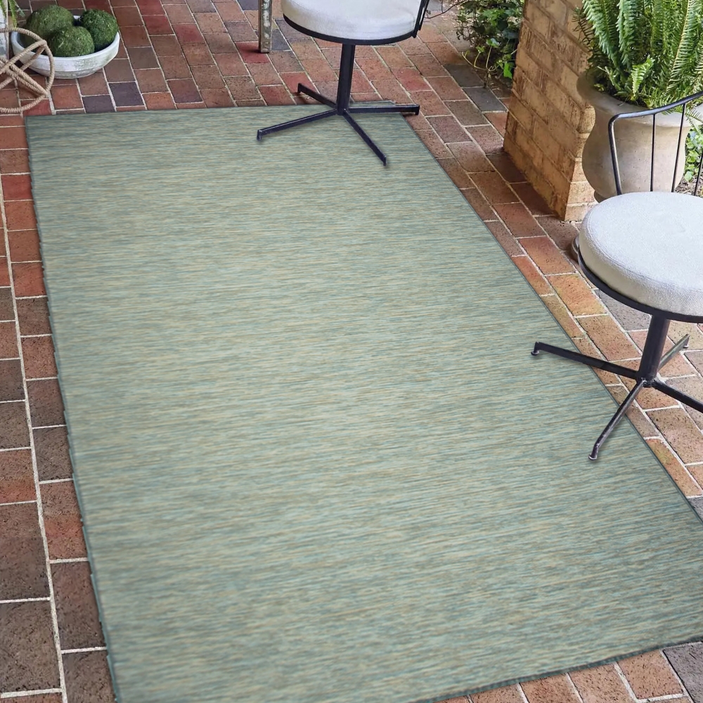 Teppich Modern Flachgewebe Küchenteppich Indoor Teppich Outdoor Teppich beidseitig nutzbar Farbe Blau Beige
