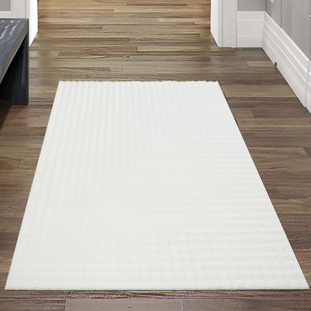 Wohnzimmer Schlafzimmer Teppich Wellenmuster weich flauschig rutschfest allergikerfreundlich in creme