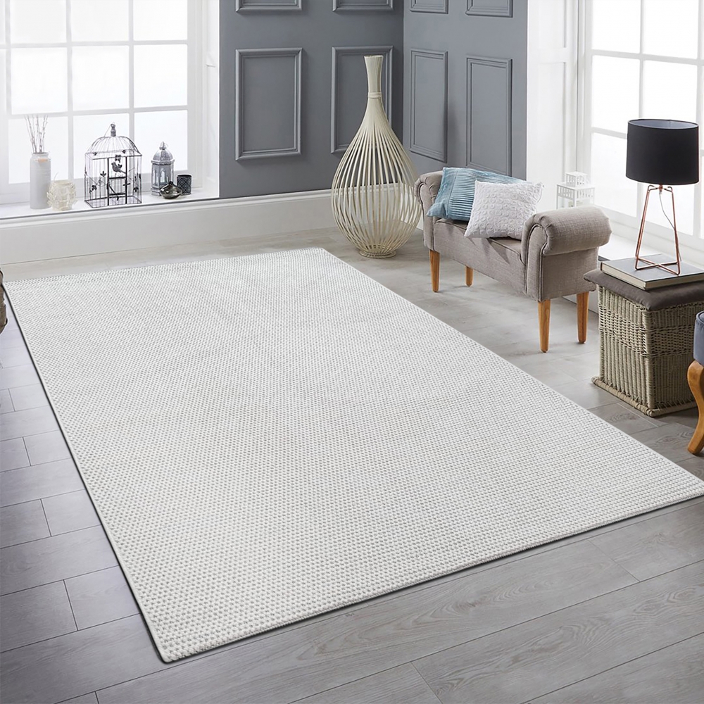 Teppich kurzflor weich pflegeleicht saugrobotergeeignet für Wohnzimmer Esszimmer Schlafzimmer in creme