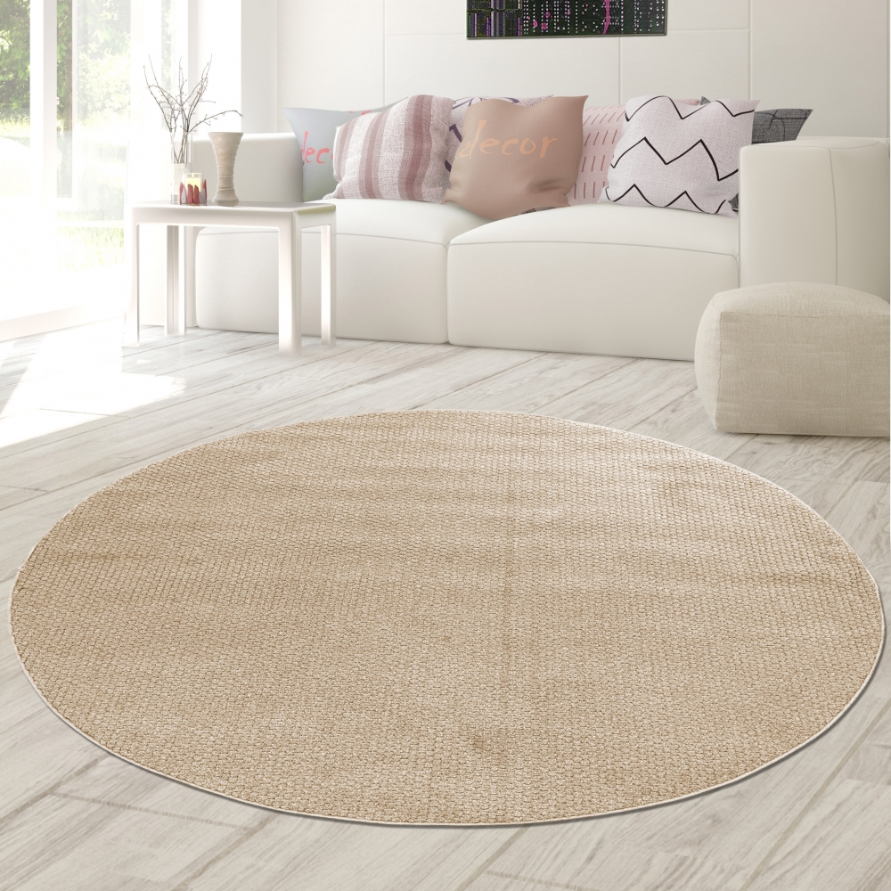 Wohnzimmerteppich beige in moderner Schlingenoptik strapazierfähig wohnlich