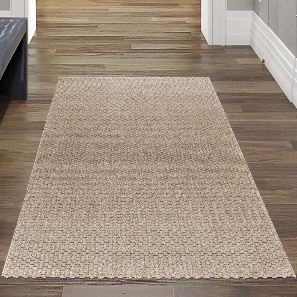 Wohnzimmerteppich beige in moderner Schlingenoptik strapazierfähig wohnlich