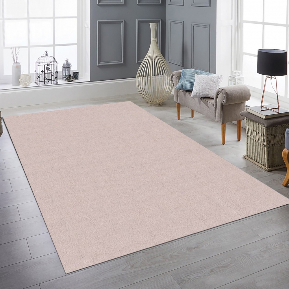 Waschbarer Teppich Creme-Rosa mit Antirutsch-Rücken und weicher Oberfläche